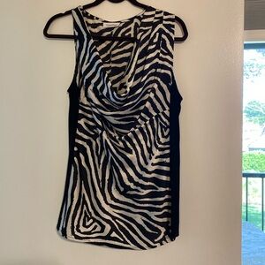 Zebra design cowal neck sleeveless top